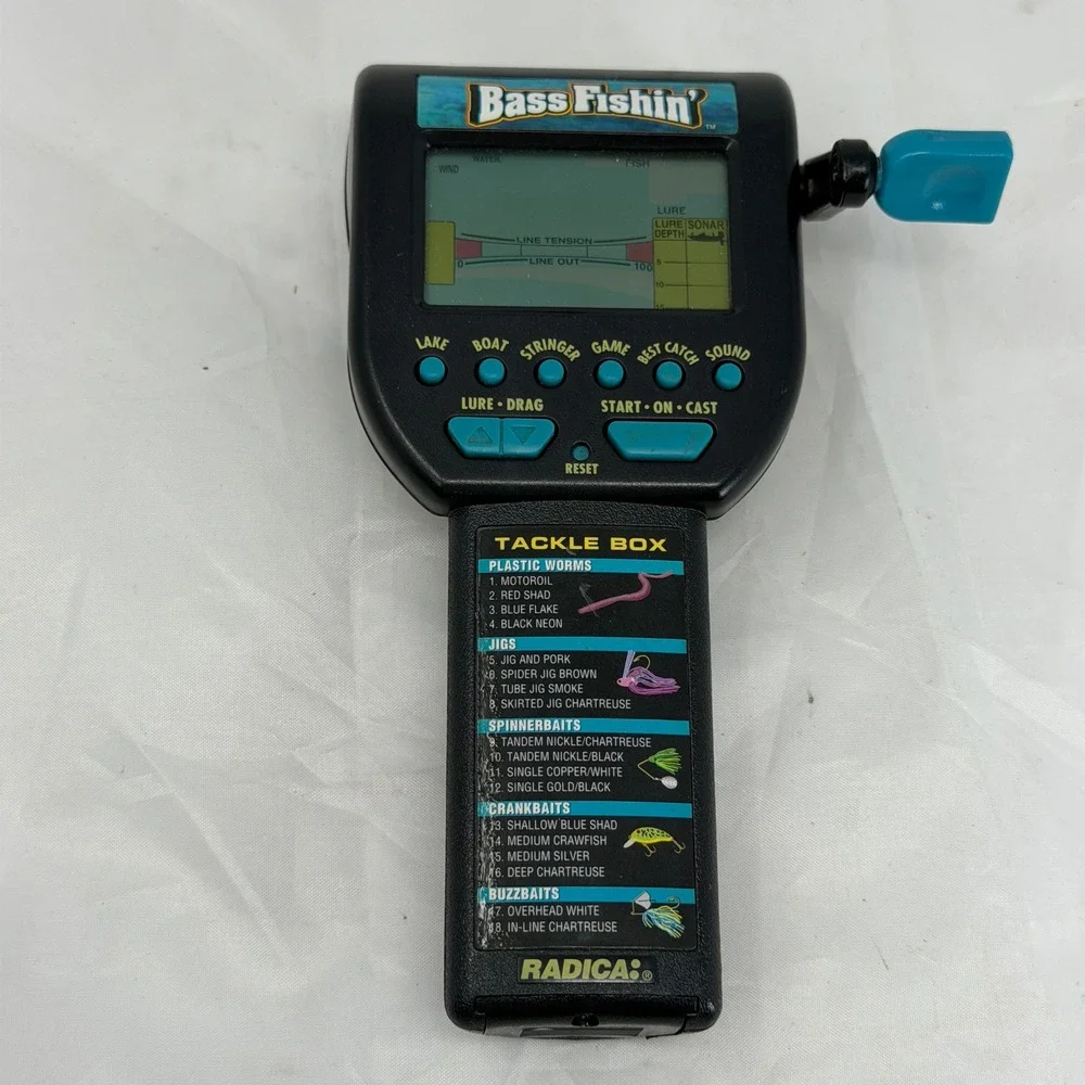 Radica Bass Fishin' Handheld Electronic Game Vintage 1996 Black Teal Untested